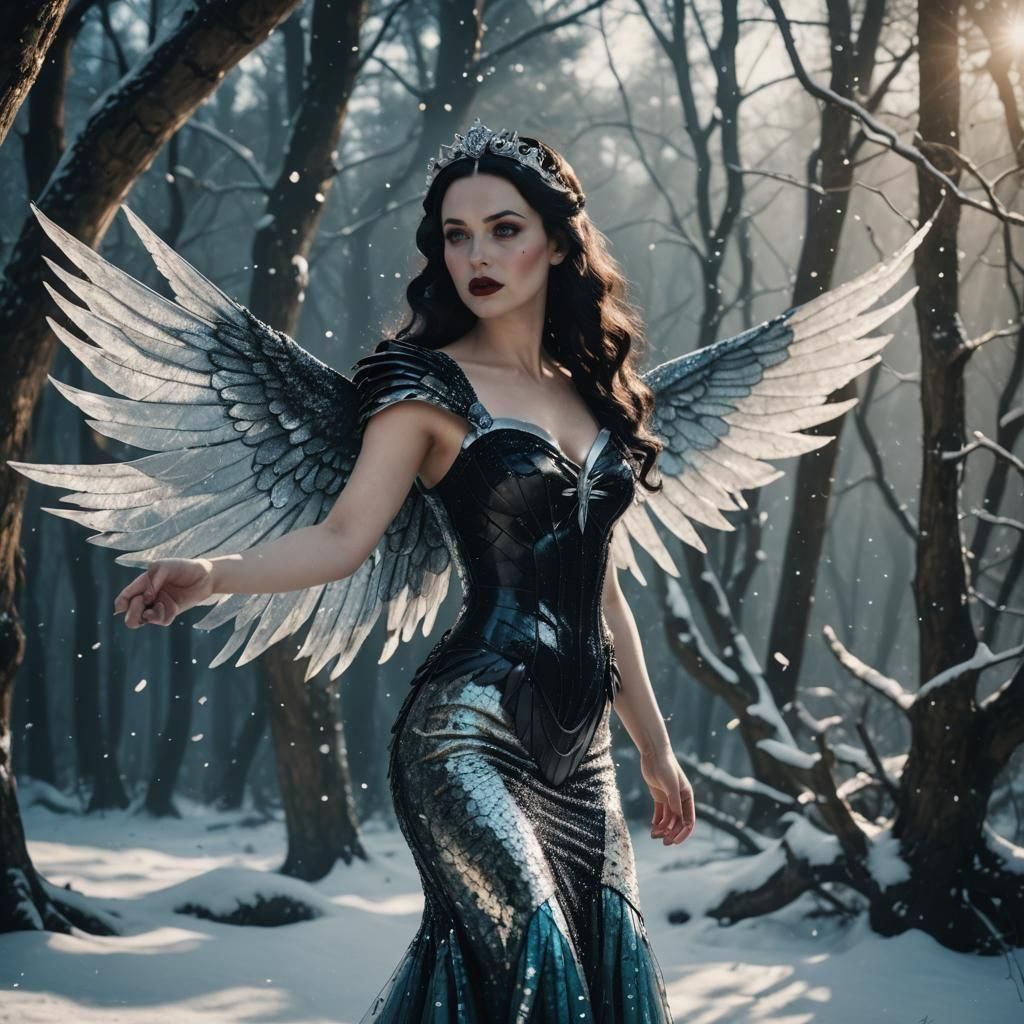 Snow White Space Mermaid with Sparkling Wings