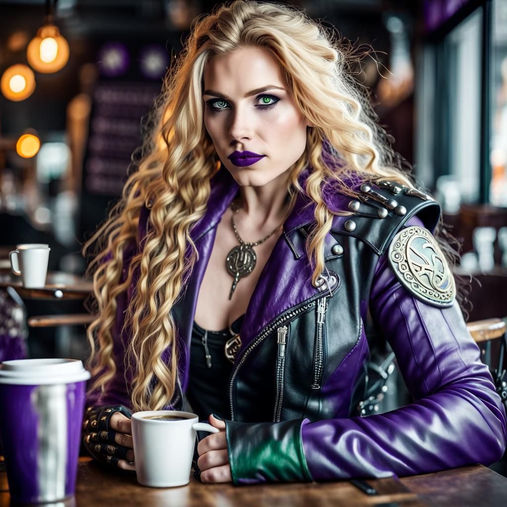 Valkyrie with Viking Features in Biker Outfit