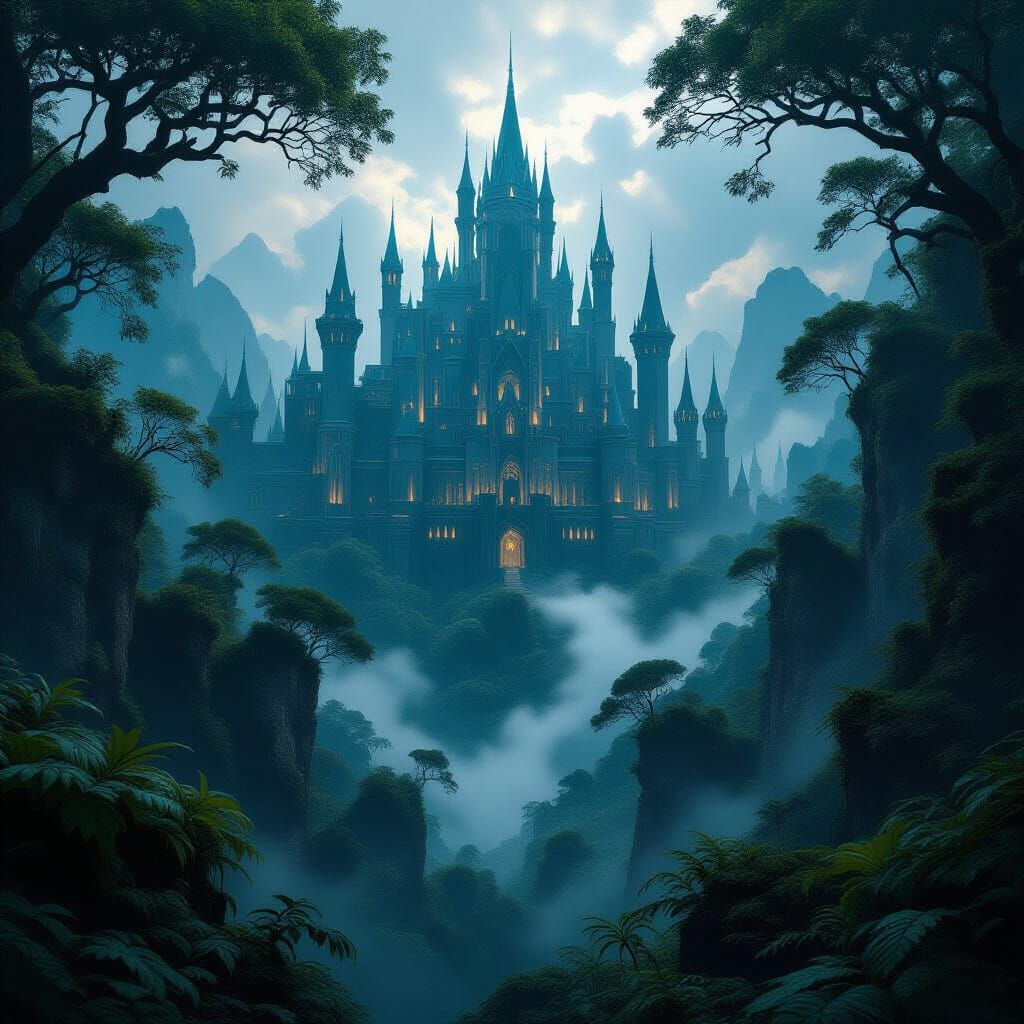 Ancient Kingdom in Dark Forest: Fantasy Concept Art