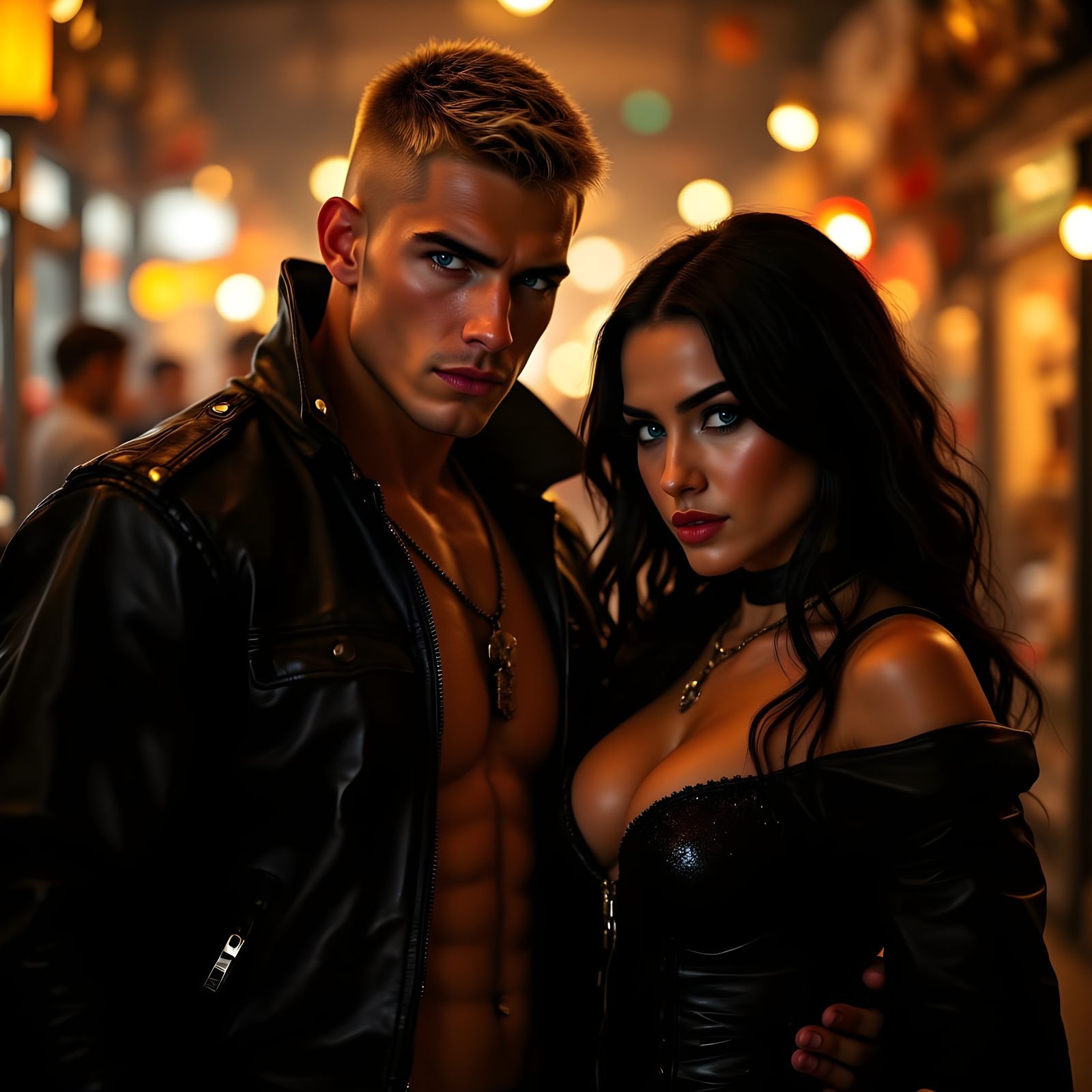 Couple in Vampire Costumes at Halloween Party