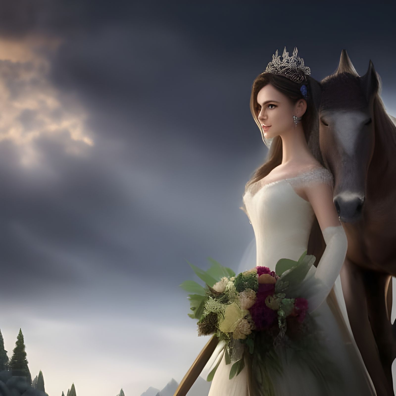 Floral Woman: Photorealistic Digital Portrait