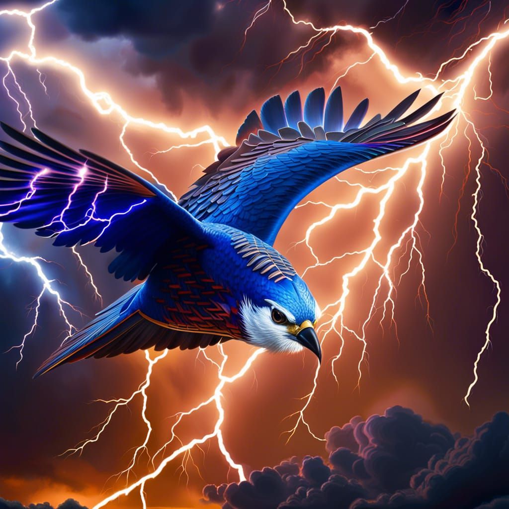 Cobalt Thunderbird in Lightning Storm