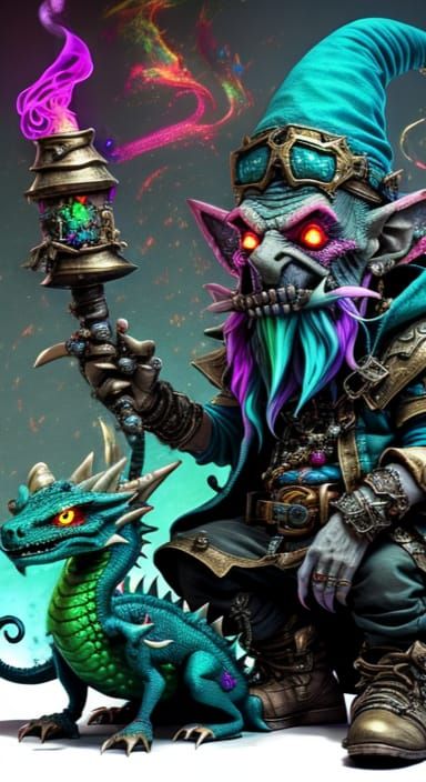 Gnome and Pet Dragon