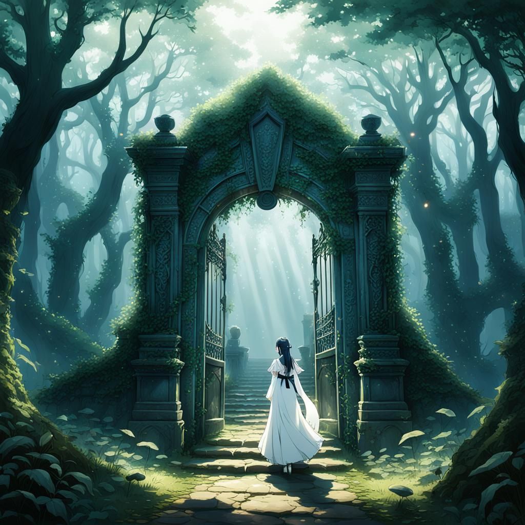 Mystical Gateways Guarded by Anime Girl