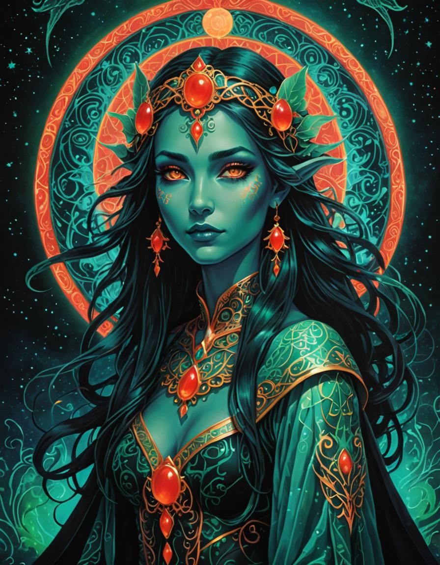 Jade Elf Radiates in Blacklight Poster Art