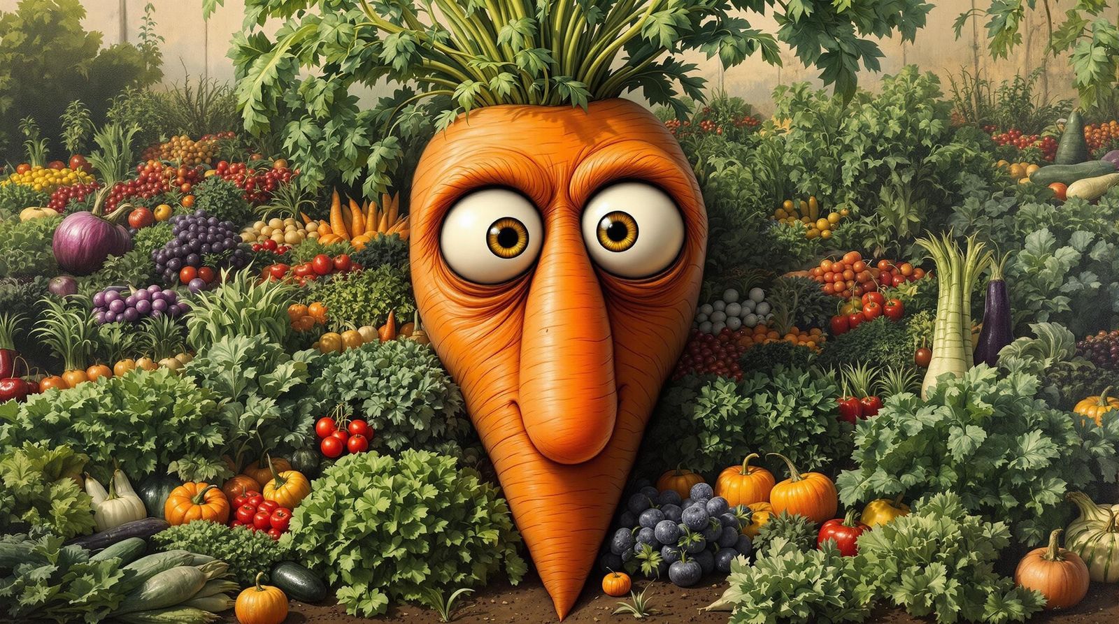 Vibrant Carnival Caricature of a Gigantic Carrot