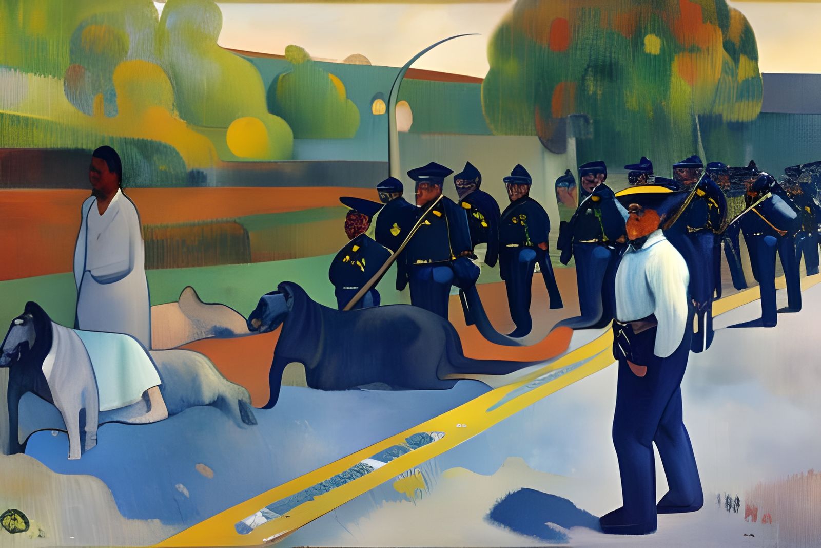 Police Brutality as Post-Impressionist Oil Painting