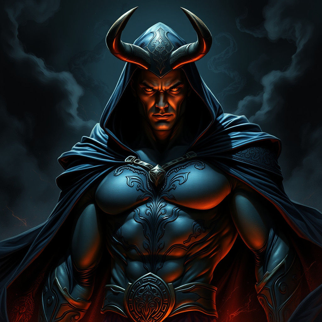 Imposing Loki in Shadows: A Gothic Superhero