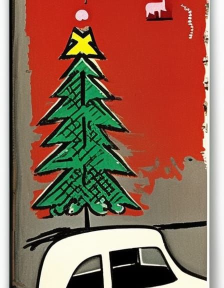 Fiat 500 with Christmas Tree, Bauhaus Style