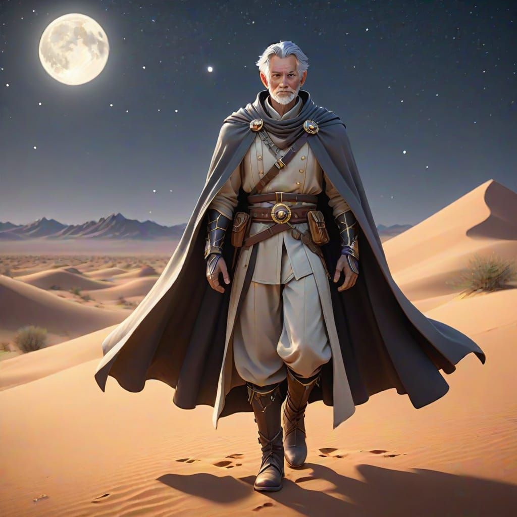 Kind Desert Wanderer in 3D Anime Art Style