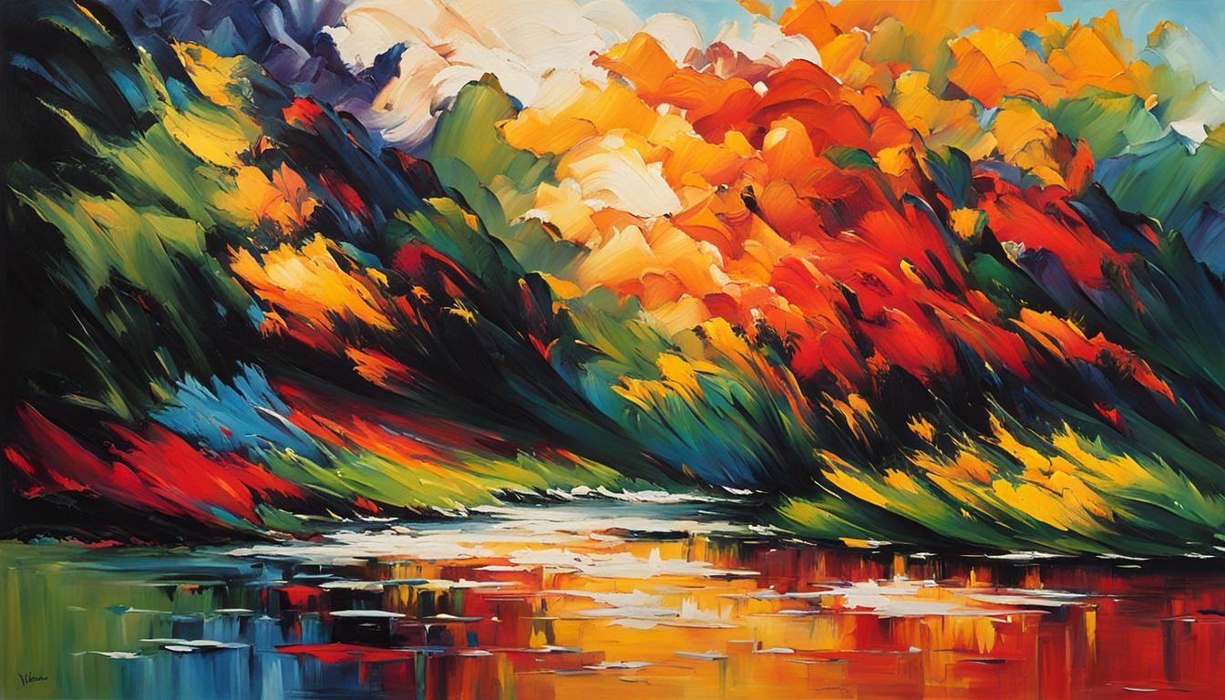 Dynamic Brushwork in Tachisme Style