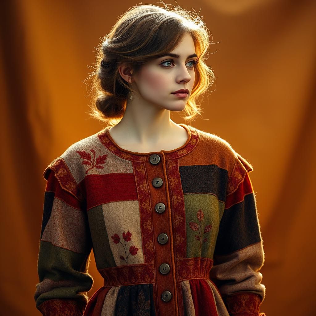 Bohemian Winter Dress in Autumnal Patchwork Style