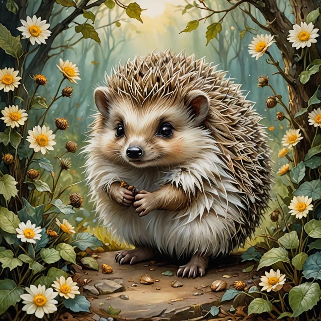 Chibi Hedgehog Illustration in Light Colors