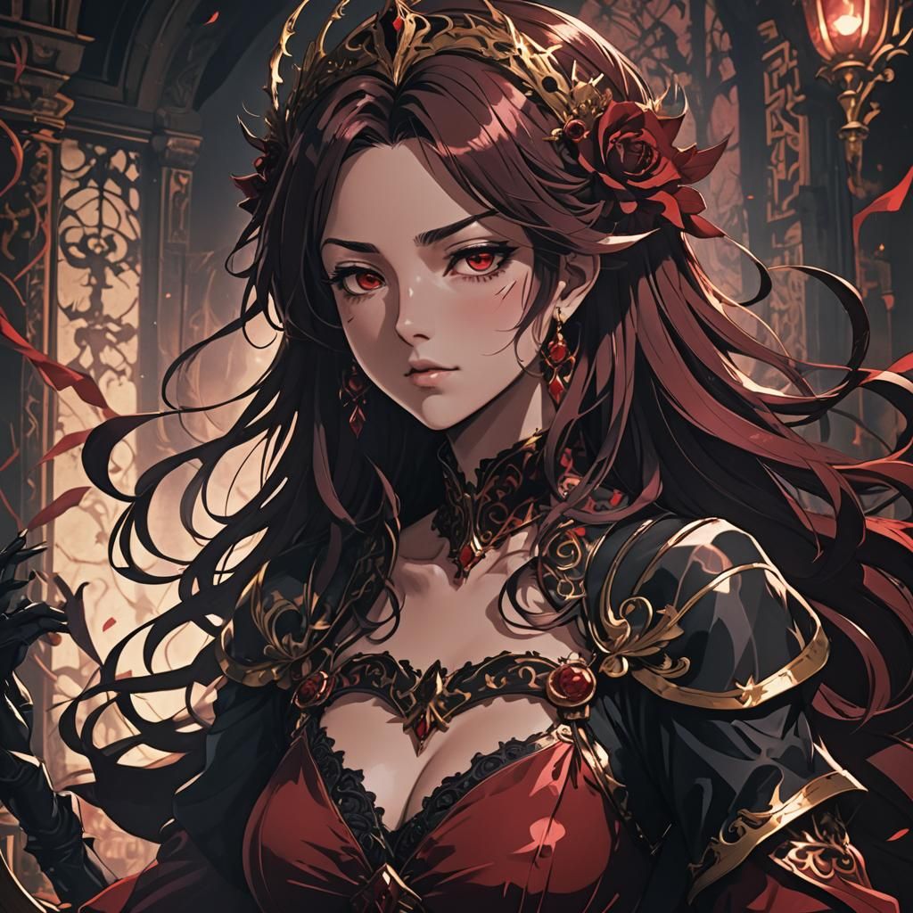 Anime Duchess of Desire and Rage in Red and Black