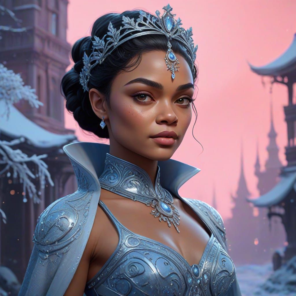 Eartha Kitt as the Majestic Snow Queen in Icy Gown with Fros...