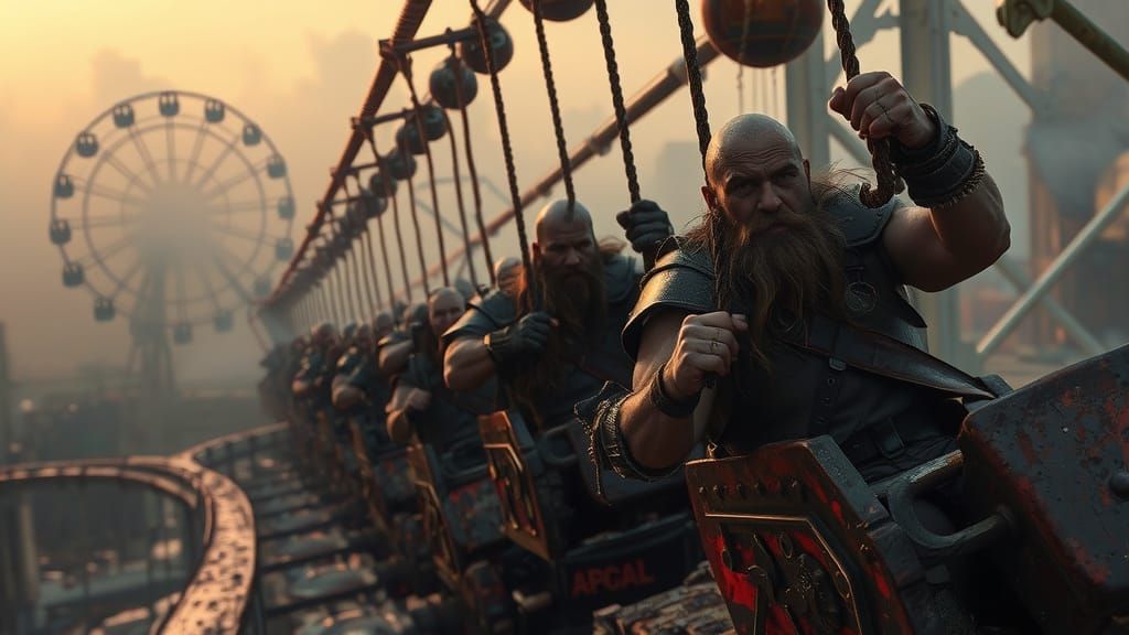 Barbarians on a Rollercoaster in Hyper-Realism