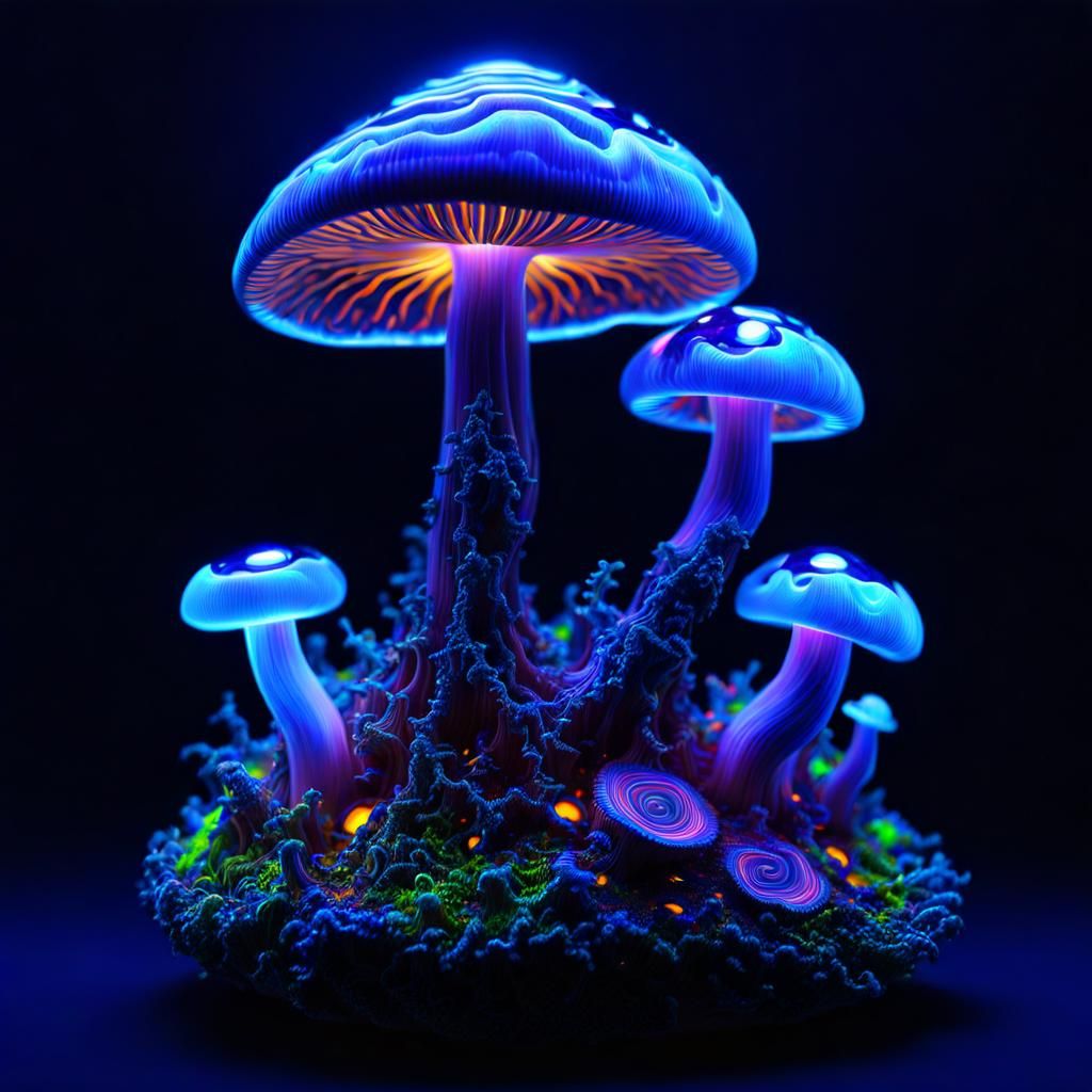 Bioluminescent Mushroom Portrait in Sci-Fi Style