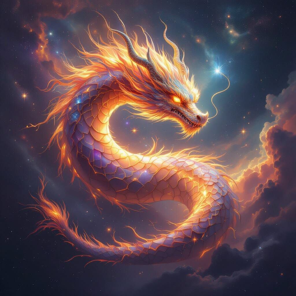 Cosmic Dragon of Starlight and Fire