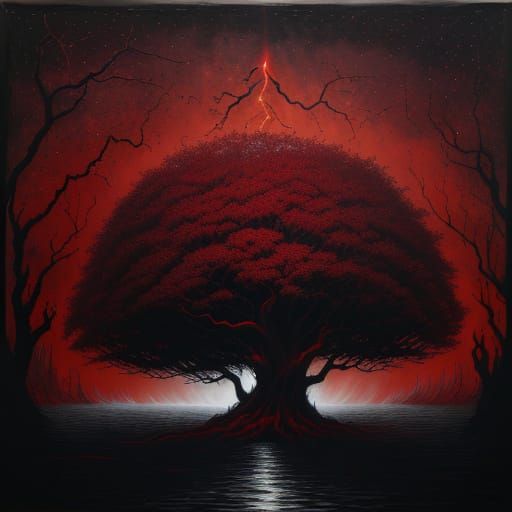 Dark Doppelganger Confronts Viewer in Sinister Landscape