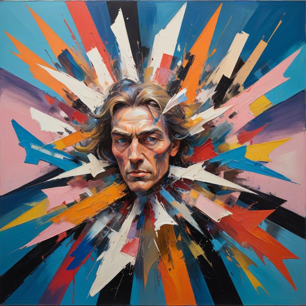 Abstract Expressionist Cityscape Portrait at Dusk