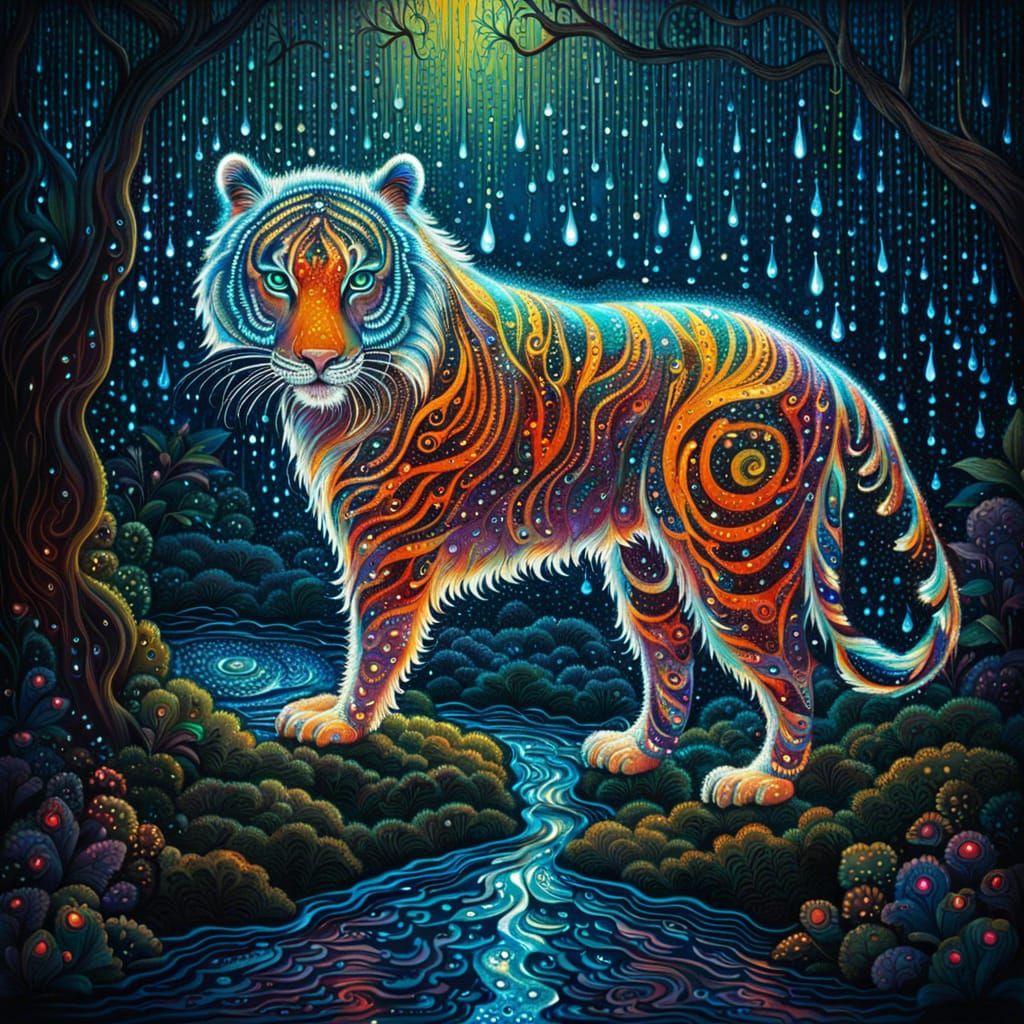 Enchanted Forest: Radioluminescent Tiger Fairytale Illustrat...