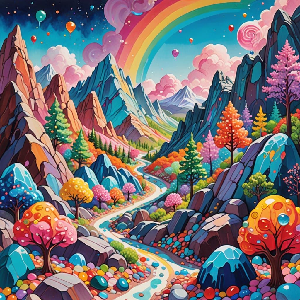 Little Rock Candy Mountain Gouache Painting