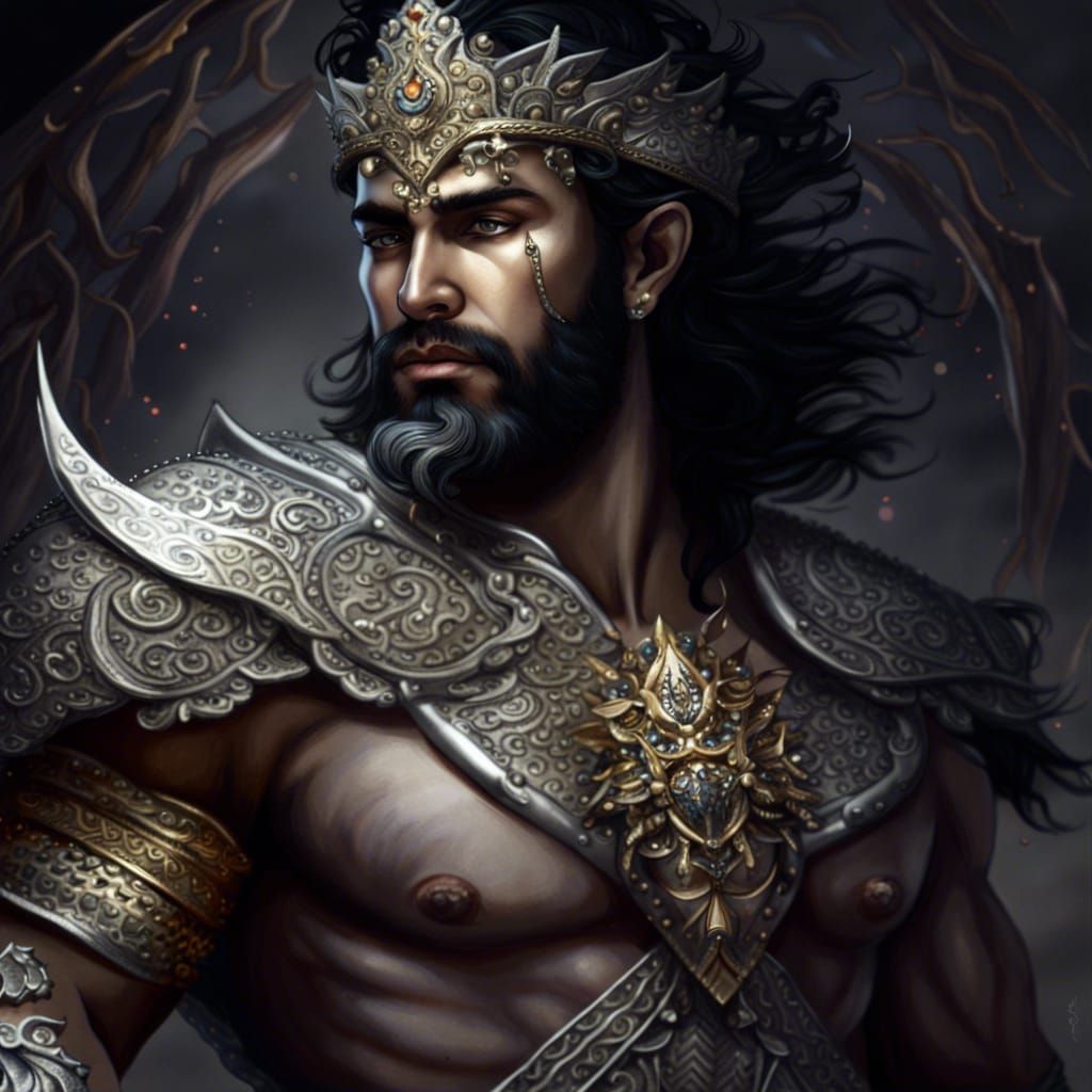 Handsome Young Man with Golden Aura in Silver Armor