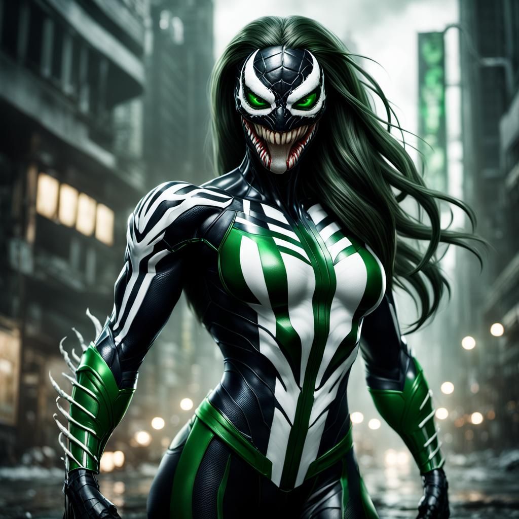 Female Venom Character in Detailed Matte Painting