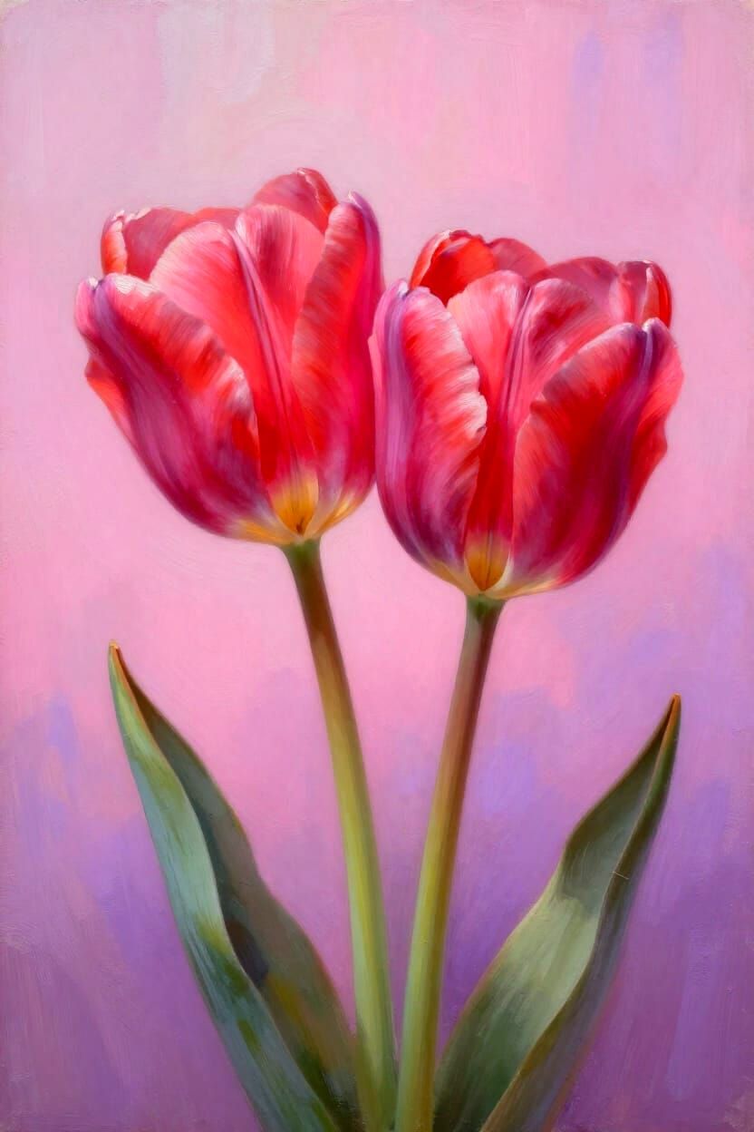 Romantic Tulips in Pink and Purple Gradient