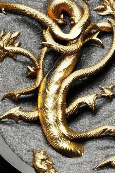 Hyperrealistic Metallic Dragons with Gold and Platinum