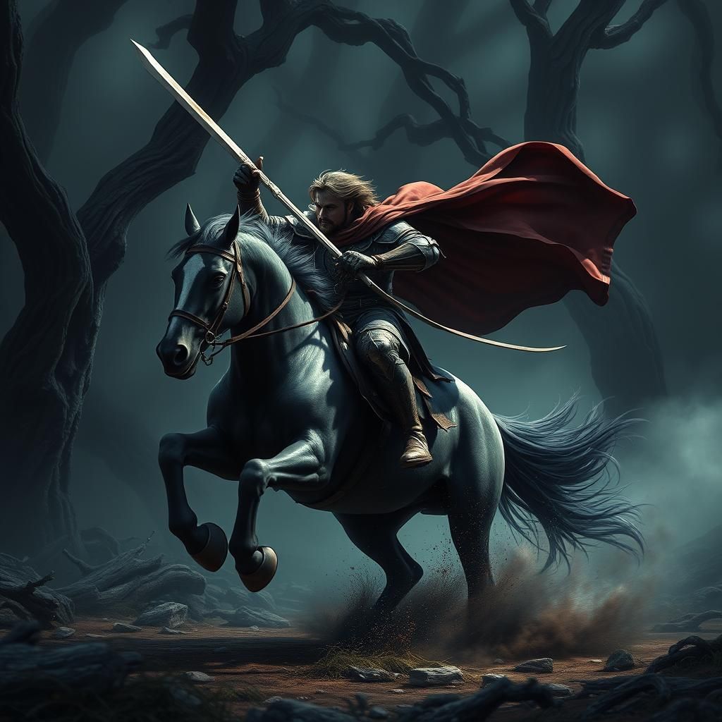 Hero Rides to Dark Forest: Fantasy Concept Art