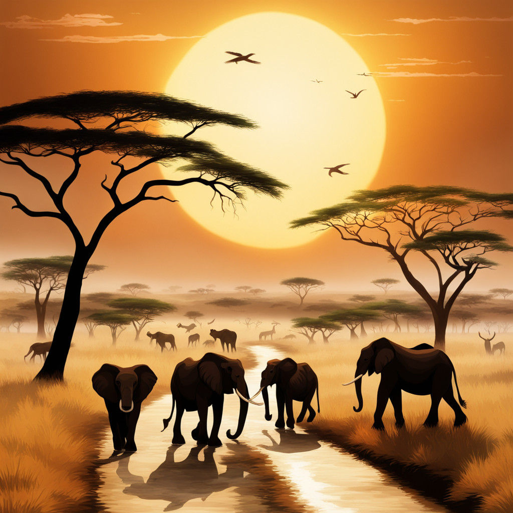 Savannah Wildlife in Earthy Tones