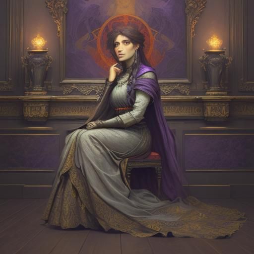 Ornate Parlor Room with Rose Painting in Dark Fantasy Style