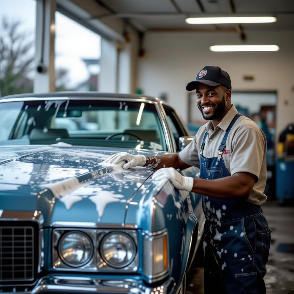 1970s Washington DC Car Wash Scene with Lincoln