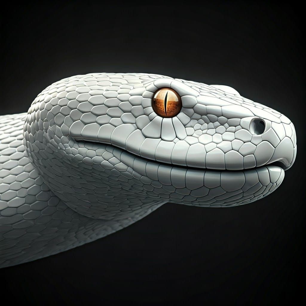 Chrome Anaconda Head in Surreal Detail