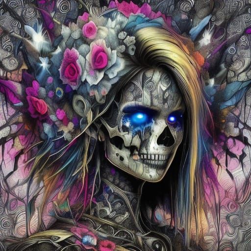 Vampire Silhouette with Galaxy Cityscape in Surrealist Style