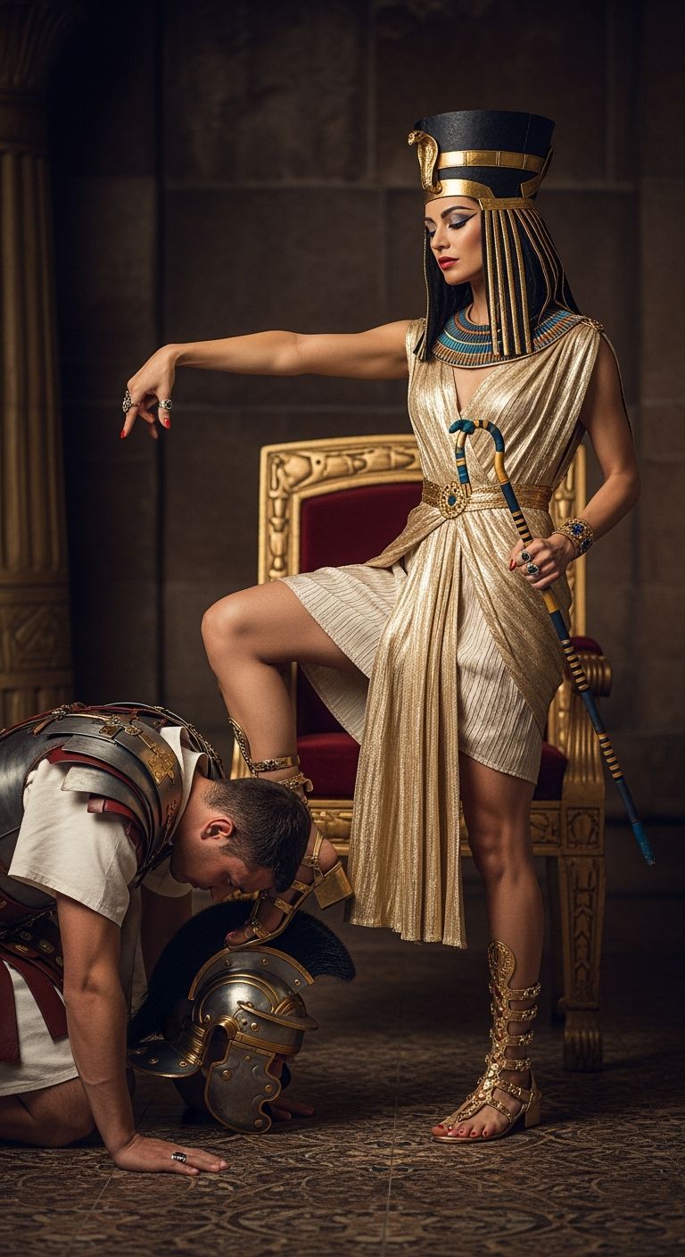 Majestic Egyptian Queen in Throne Room, Professional Photogr...