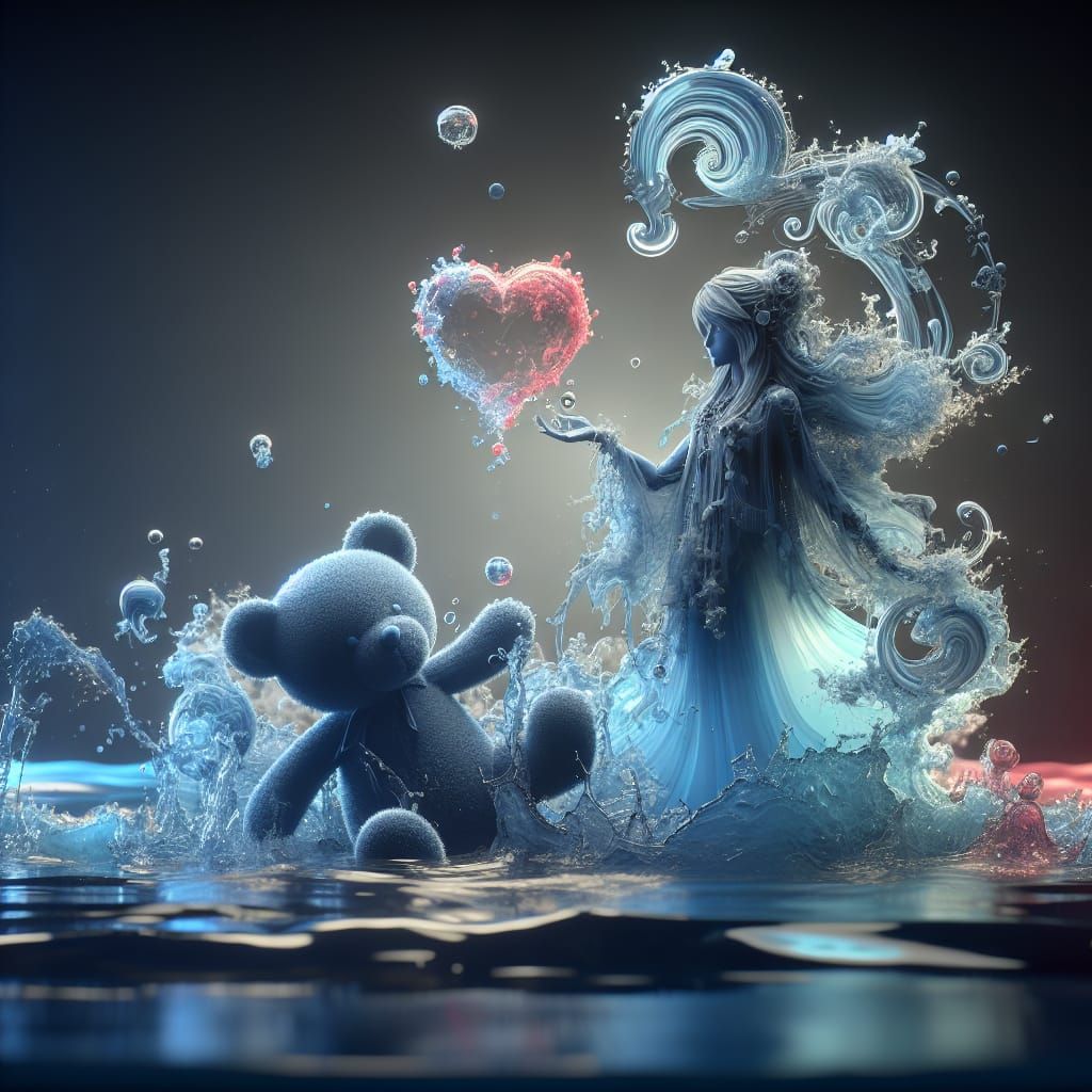 Enchanting Water Sprite Conjures Teddy Bear