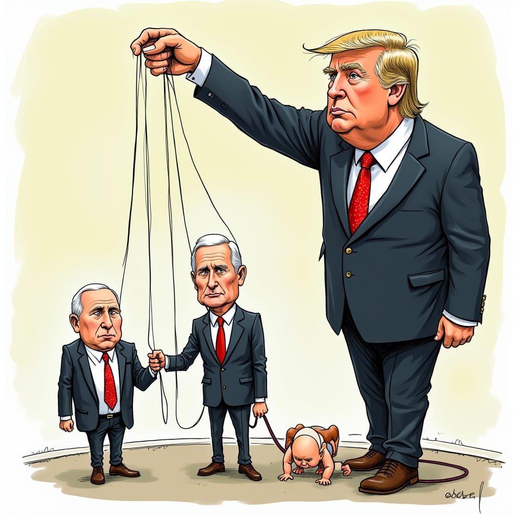 Satirical Political Cartoon: Puppets and Power
