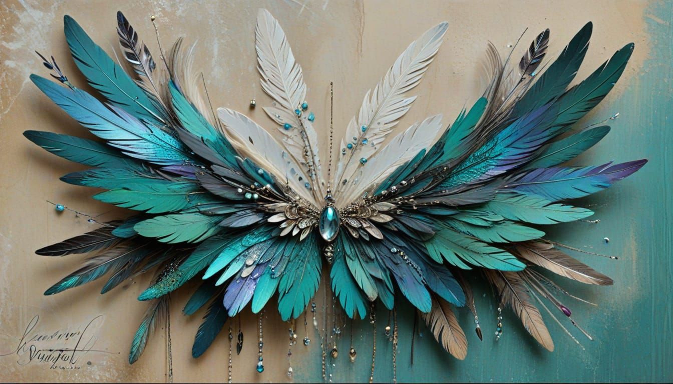 Surreal Ink Wings with Decoupage Feathers and Glitch Shimmer