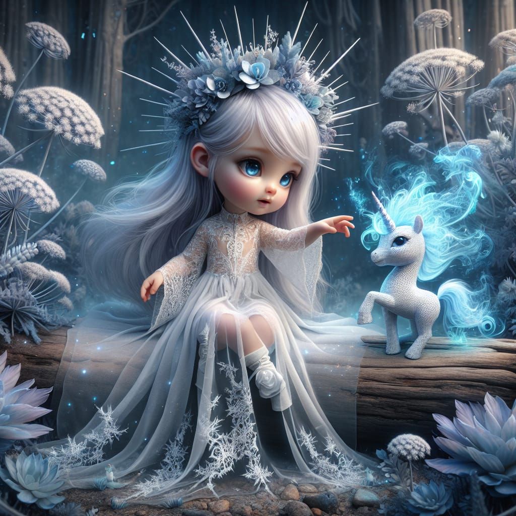 Whimsical Punk Girl in Fractal Forest