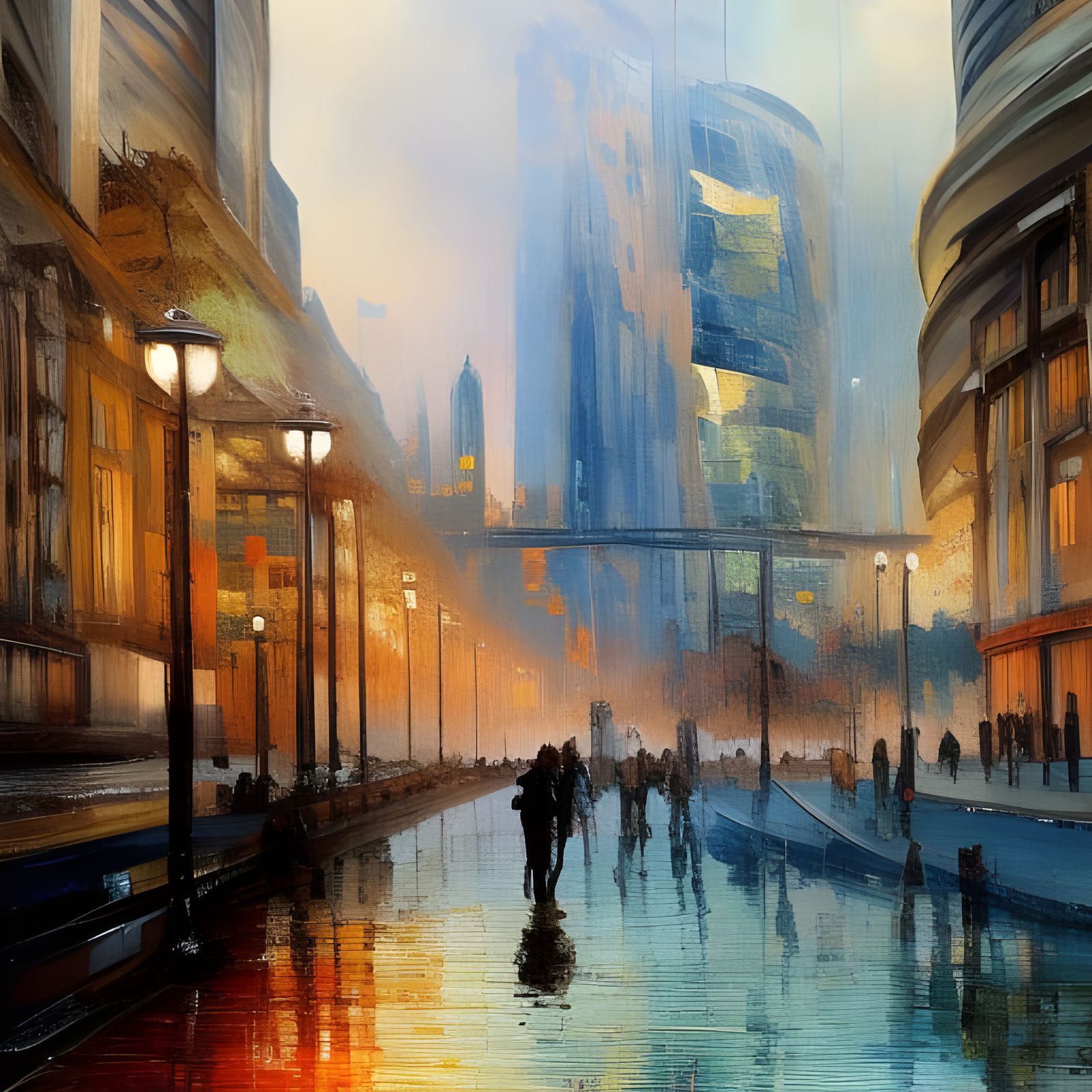 La Défense in Expressionist Neo-Impressionism Style