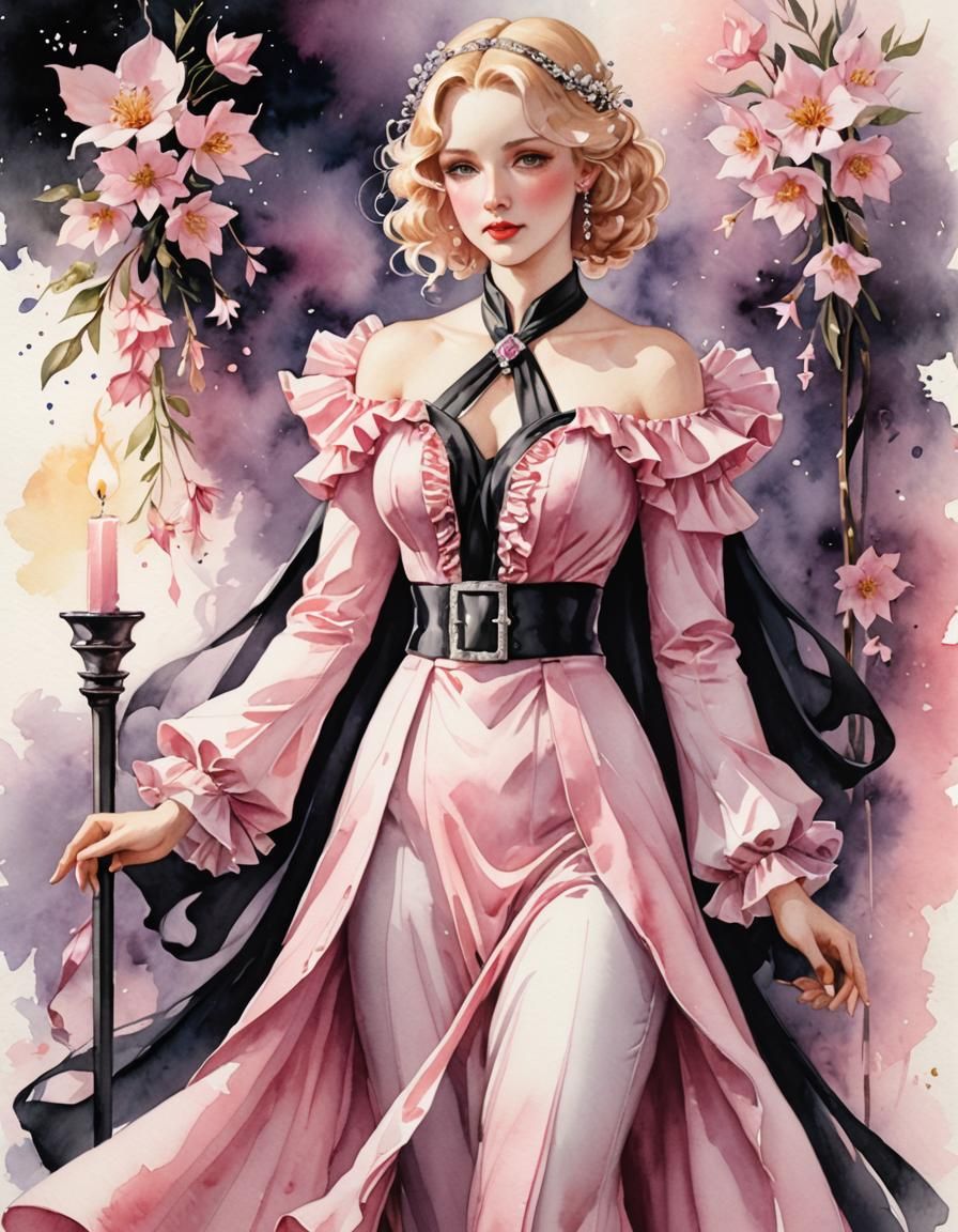 Watercolor Imbolc: Pink 1930s Ladies Suit