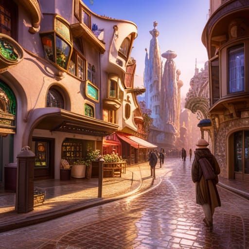 Colorful Alien Street Inspired by Gaudí Architecture