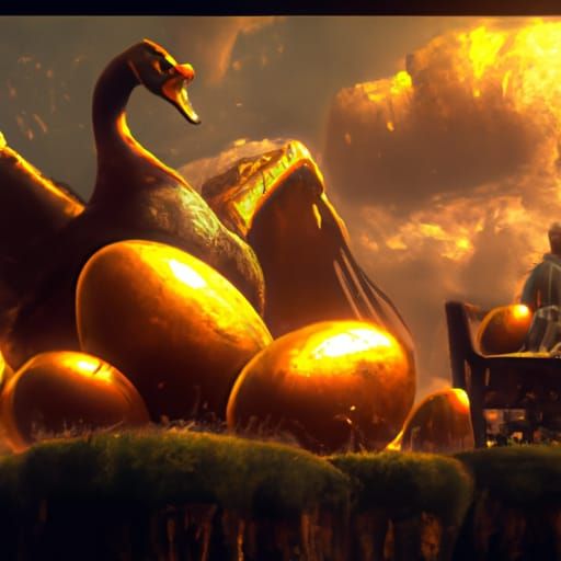 Goose Laying Golden Eggs: Epic Cinematic Digital Painting
