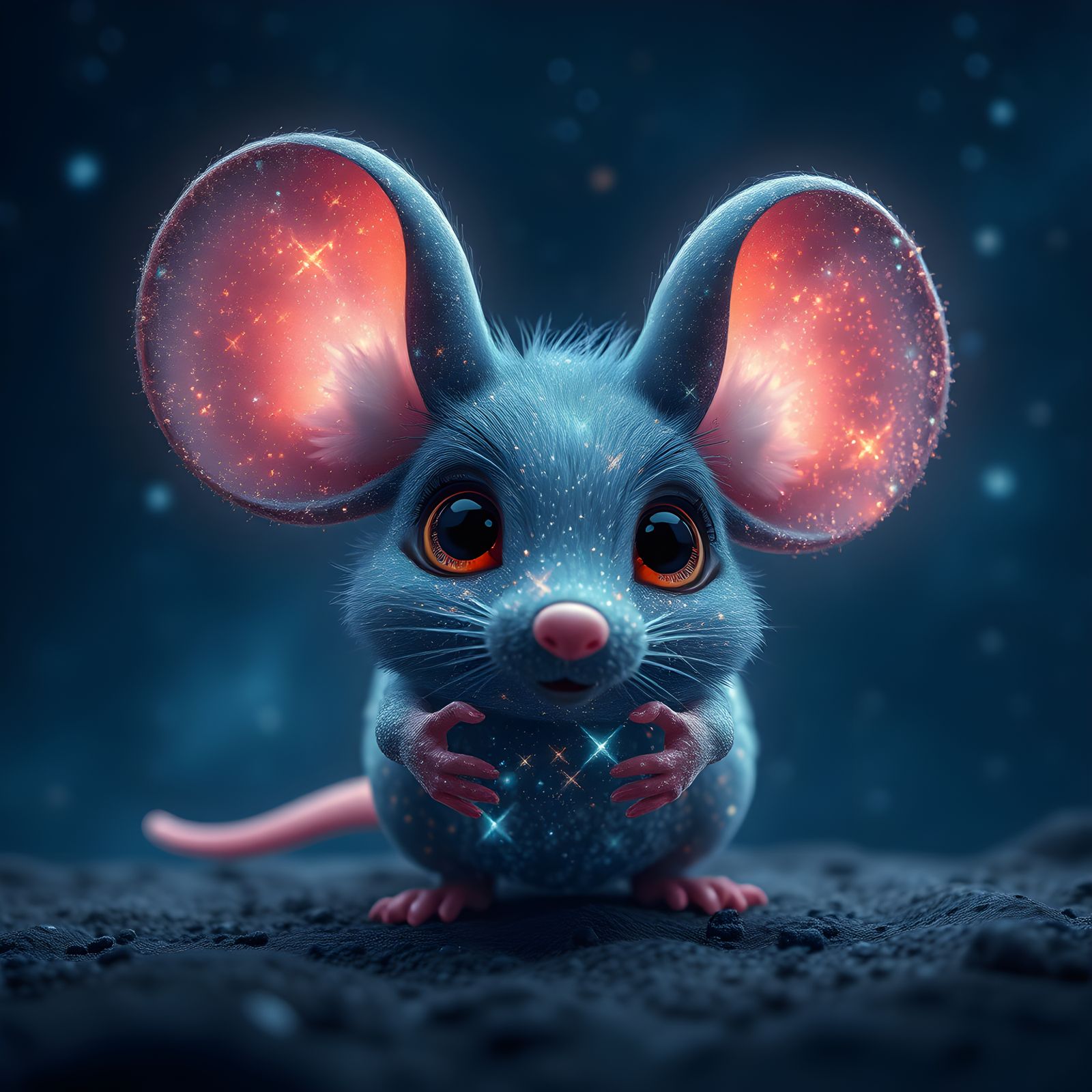 Adorable Cosmic Mouse Made of Stars in Night Sky