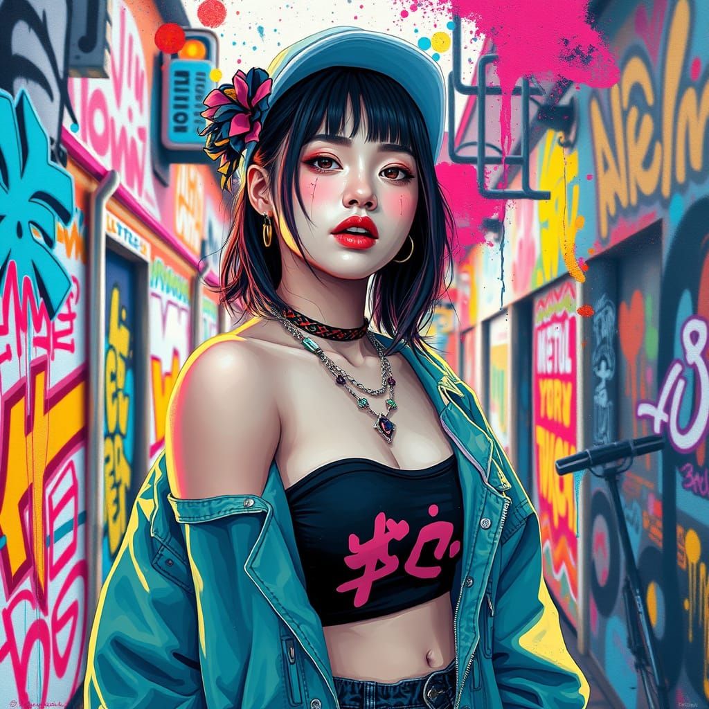 Harajuku Fashion in Kawaii Street Art Style