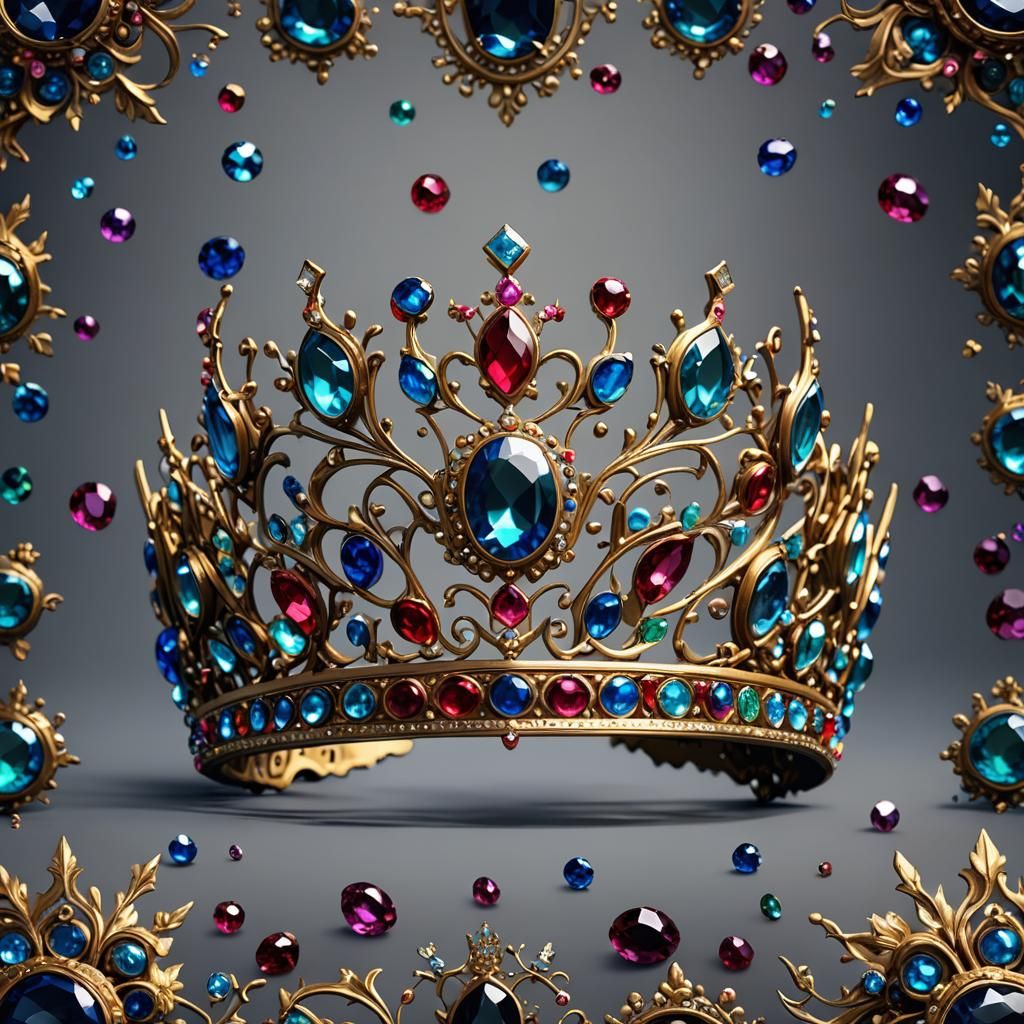 Regal Bejeweled Tiara in a Fantastical Realm