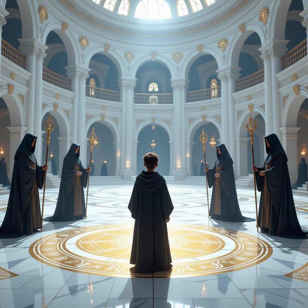 Boy in Magical Circle, Cinematic Fantasy Art