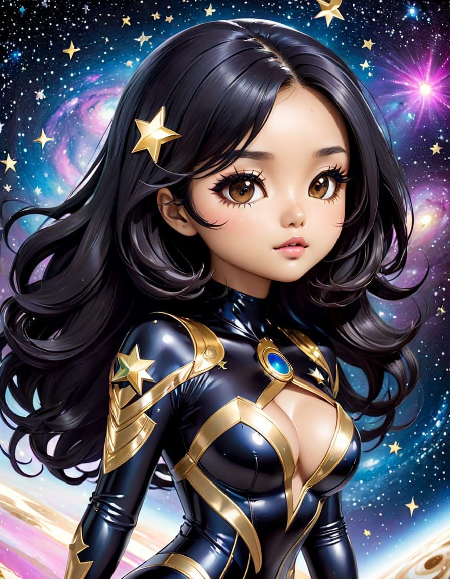Chibi Indonesian Goddess in Stellar Majesty